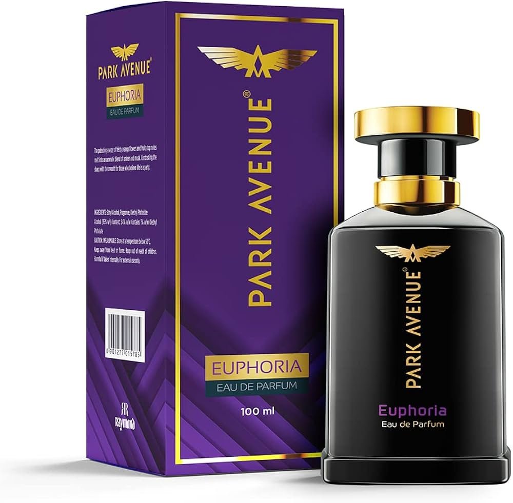 Park Avenue Euphoria Eau de Parfum features a rich, long-lasting masculine scent with vibrant citrus top notes over a warm blend of amber and musk